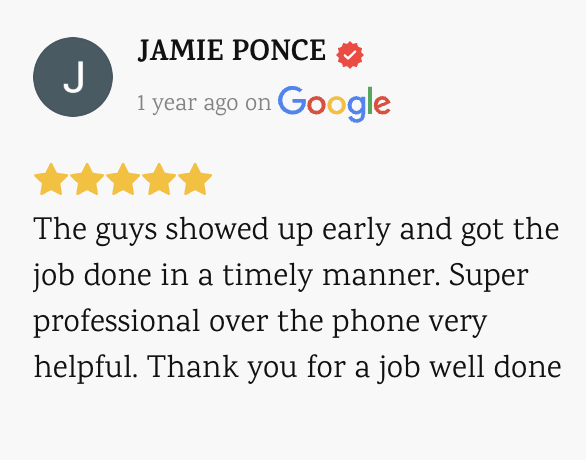 5-star Google review from Jamie Ponce